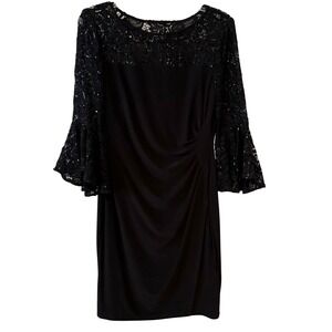 Lauren Ralph Lauren Women's Black Sequins Lacy‎ Cocktail Dress in Size 6